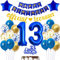 Offizielle Teenager 13. Geburtstag Dekoration Jungen, Luftballon 13. Geburtstag Mädchen Teenager Blau Gold Geburtstagsdeko 13 jahre Junge ballon deko Blau
