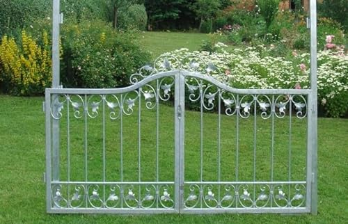 Gartentür Gartentor Metall Schmiedeeisen Pforte Monaco-GT170/100R Pfosten set 60 mm Feuer Verzinkt 170 cm 1.7m Doppelflügeltor
