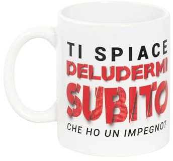 O.P.S. - Tazza In Cercamica Personalizzata, Con Frasi Divertenti e Dal Design Accattivante, Adatta Per Forno, Microonde, Lavastoviglie, Capacità 350ml, Formato cm 10hx8x8 - Deludermi