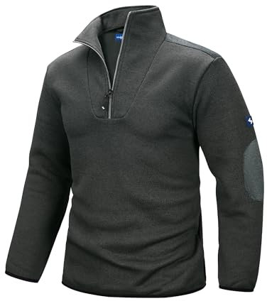 Scheibler Herren Troyer Arbeitspullover mit 1/4 Reißverschluss Winter Warm Stickpullover mit Stehkragen Stricktroyer für Männer Sweatshirt Ohne Kapuze Anthrazit/Schwarz-Melliert-XL