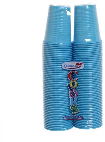 TEKHOME 100pz BICCHIERI COLORS DOPLA da bibita ideali per compleanni, feste, party, aperitivi e tutte le occasioni speciali in cui si vuole dare un tocco di colore ed allegria (CELESTE)
