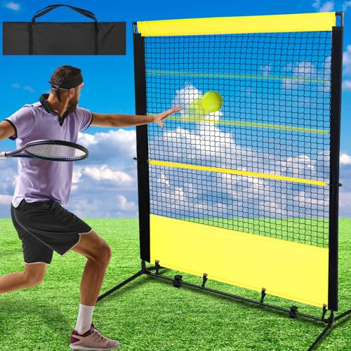 Foilswirl Tennis Rebounder Netz, 1,8 x 2,0 m, Gelb & Schwarz, Metallrahmen, Vielseitiges Trainingsgerät für Tennis, Baseball, Softball, Lacrosse, Hockey