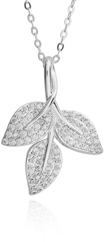 Equilibrium Back To Nature Pave Leaves Silver Plated Necklace