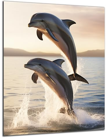 DARO Design - Wand-Bild 6mm HDF 84x56 cm Unterwasser 2 Delfine Delphine - Wand-Deko Bilder Wohnzimmer