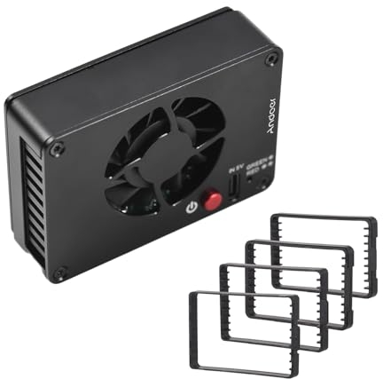 Andoer FS-04B Ventilador de refrigeración para cámara Sistema de refrigeración Externo con 2 velocidades de Ventilador 4 Placas adaptadoras de Montaje para Sony A7M4/ZVE1/A6700/A7C2/A7S3/ZV-E10/ZV1