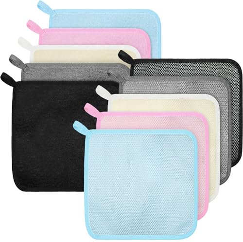 Tudomro Lot de 10 gants de toilette double face pour homme et femme (multicolore, 25,4 x 22,1 cm)