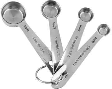 4-teiliges Messlöffel-Set aus rostfreiem Edelstahl (Spülmaschinengeeignet) - mit praktischem Ring zur Aufbewahrung, präzises Abmessen von trockenen und flüssigen Zutaten