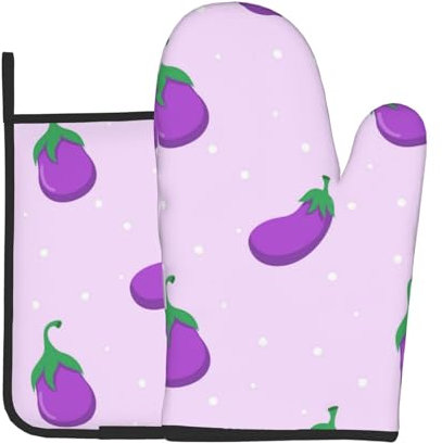 Aubergine Gemüse Obst, Ofenhandschuhe und Topflappen, Kochhandschuhe, hitzebeständige Backhandschuhe