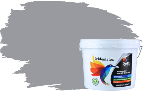 RyFo Colors Seidenlatex Trend Grautöne Signalgrau 3l - bunte Innenfarbe, weitere Grau Farbtöne und Größen erhältlich