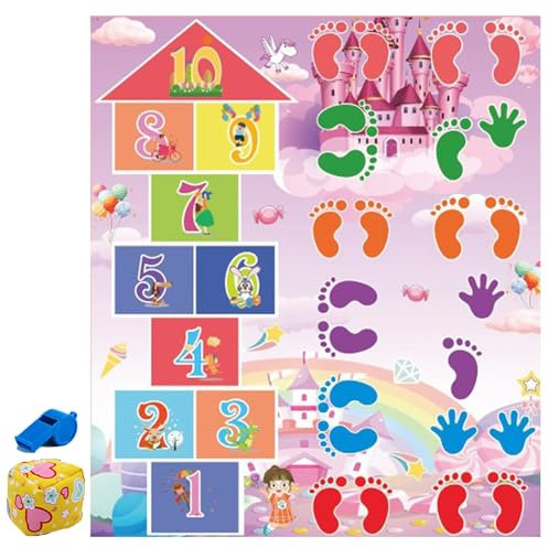 Slippery Hopscotch for Adults, 150*180cm Slippery Hopscotch is Hilarious, Hopscotch Foam Tiles Mat Indoor Outdoor Garden Toy, Hopscotch Outdoor Game, Summer Hopscotch Mat for Kids (B)