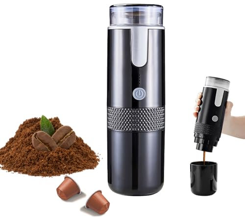 Goshyda Máquina de café Expreso Eléctrica Portátil, Mini Cafetera de Mano Recargable, Compatible con Cápsulas de café, café Molido, para Camping, Viajes, RV, Oficina