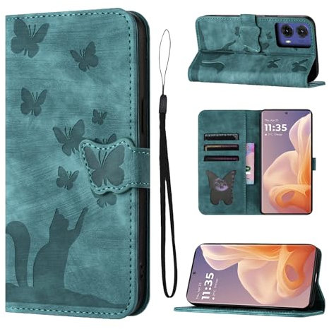 LSPCASA Housse Protection pour Motorola Moto G85 5G 6.67 Pouces Matériau en Cuir PU Coque Motorola G85 5G avec Fentes pour Cartes Coque Motorola G85 Vert