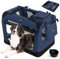 Leopet® Hundebox - Faltbar, Große/Kleine Hunde, Stoff, mit Napf, für Zuhause, Auto - Transportbox, Transporttasche, Tragetasche, Hunde, Katzen, Haustier (Blau, XL: 81x58x58 cm - LxBxH)