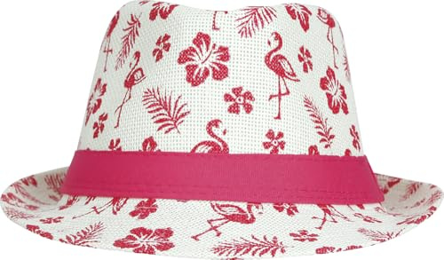 FIESTAS GUIRCA | Flamingo Sommerhut (Einheitsgröße) - Partyzubehör für Sommerfeiern und Graduierungen - Ideal für Hawaii- und Tropen-Themen - Natur und Rosa, Flamingos, Erwachsene