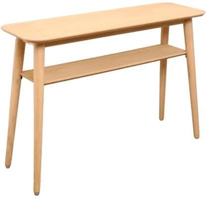 Terra Home stilvoller Konsolentisch in Eichenoptik, 110x35x75 cm, mit zusätzlicher Ablage, Vollholz, Beistelltisch, Konsole, Sideboard