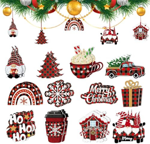 Zibeem Adornos navideños Vintage,Decoraciones navideñas Vintage,Recortes de Copos de Nieve de Madera Decoraciones para árboles de Navidad | Decoraciones rústicas versátiles para Fiestas de Invierno,