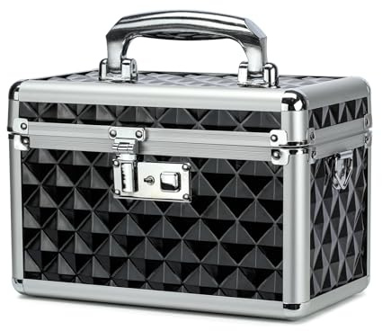 HEWEI WORKS Storage Box with Key Lock, Lockable Medicine Storage Box, Empty First Aid Box, Security Lock Box, Multipurpose Locking Box for Home and Outdoor Use (Black, Small)