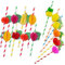 Summer Party Decoration Cocktail Straws - 30Pcs 3D Fruits Paper Straws Summer Party Straws,Cocktail Accessories for Drinks,Hawaiian Party Accessories for Tropical Beach Party Supplies Drinking Straws