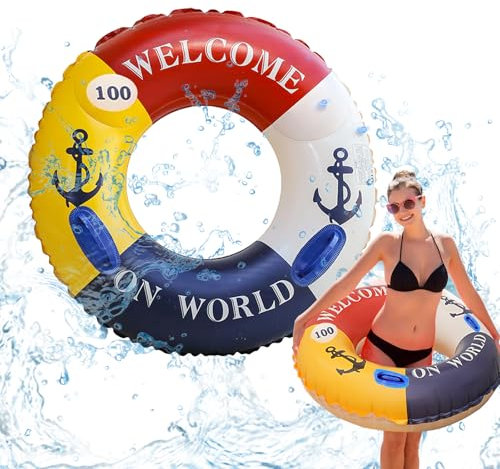 Anello da Nuoto, SilverChry Salvagente Galleggiante, Galleggiante Anello da Nuoto, Vintage a Righe Ciambella Salvagente Gonfiabile, Swimming Ring