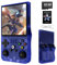 R36MAX Retro Handheld Game Console, Retro Gaming Console 4.0 Inch IPS Screen, Linux System Built-in 64G GB Memory 18000+ HD Games Mini Retro Video Console Transparent Blue