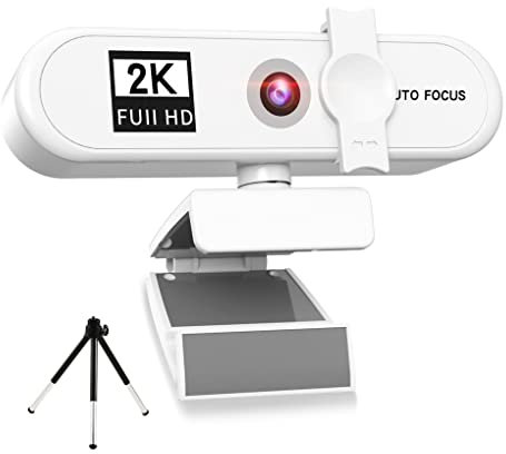 Suammiitstrieadea Webcam per computer con messa a fuoco automatica HD USB online regolabile per PC con microfono cablato di ricambio webcam esterna videocamera bianca 2K