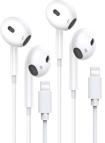 2 Pack Lightning Earphones for iPhone, Lightning In-Ear Headphones for iPhone HiFi Stereo Noise Isolating Built-in Microphone & Volume Control with Phone 14/14 Plus/12 Pro/13 Pro Max/11 Pro/X/7/8/XS