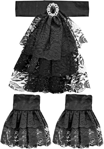 W WIDMANN MILANO Party Fashion - Jabot aus Spitze, mit 2 Manschetten, Accessoire Set, Zubehör für Kostüme zu Karneval