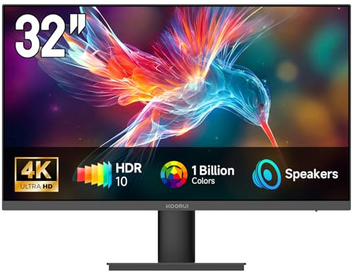 KOORUI - Monitor per computer 4K da 32 pollici con HDMI 2.0 Displayport 1.4, compatibile con monitor per computer VESA HDR a 60 Hz, sincronizzazione ultimo intervento, sincronizzazione G-Sync