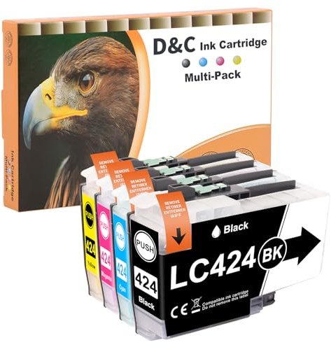 D&C LC424 LC 424 Patronen Value Pack Kompatibel für Brother LC-424 LC424 LC-424VAL Patronen für Brother DCP-J1200W DCP-J1200WE Druckerpatronen (1 Schwarz 1 Cyan 1 Magenta 1 Gelb)