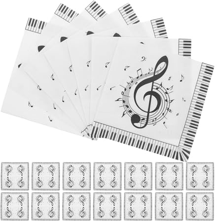 Musiknoten Servietten aus Papier für Besondere Feiern | Dekoratives Notenmuster, Kreative Formgebung, Tischdekoration, für Musikparty und Festliche Anlässe, 100 Stück Packung