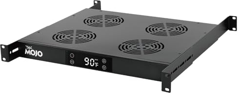 Tecmojo 1U 19 Bandeja de Ventilador para Rack con 4 Ventiladores, portaventiladores con riel Ajustable para 350-750 mm de Profundidad, para Enfriar Racks de Datos AV y de Red de 19