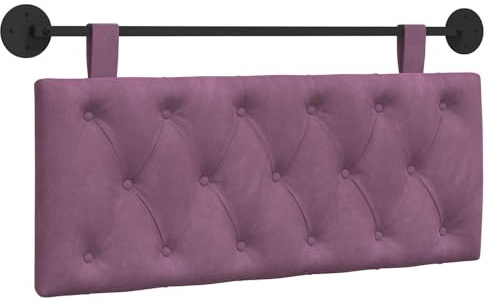 vidaXL Hängendes Kopfteil Lila Samt, Schlafzimmer, modernes Wand-Kopfteil, rechteckig mit Samtbezug, gesteppt, Holzwerkstoff, platzsparende Dekoration