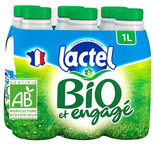 Lactel Lait Bio Engagé Écrémé Set 6 Bouteilles 1 L