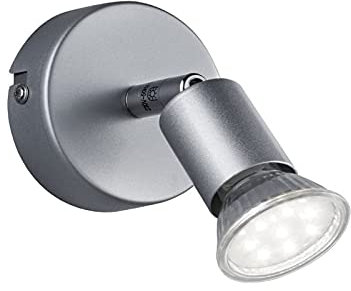 Reality Leuchten R86911187 Paris A+, LED Wandspot, Metall, 3 W, GU10, Titanfarbig, 8 x 8 x 11 cm