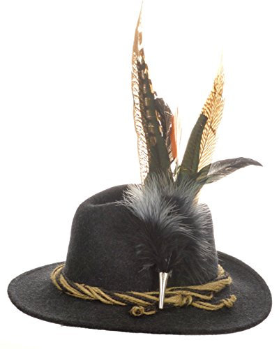 Trachtenhut HutBestellen Landhaushut mit edler großer modischer Feder Grau 57
