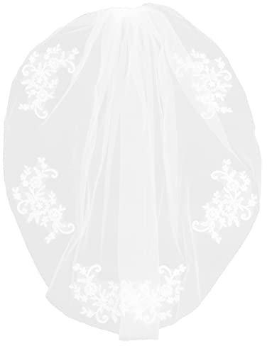 Bridal Veil kurz Hochzeit , mit Spitze Applikationen und elegantes Kristall Perlen (creme)