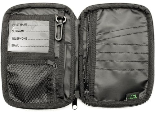 CampTeck U6750 Klein Reisepass Tasche Passhülle Brieftasche RFID Faraday Signal Blockierung Organisieren Hülle für Kreditkarten, Ausweise, Dokumente, Geld, Tickets, Schlüssel - Schwarz