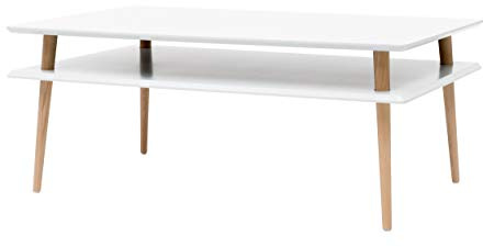 RAGABA Koro High Weiß Couchtisch Wohnzimmertisch Kaffeetisch Holztisch Sofatisch Salontisch Skandinavisch 110x70x45cm