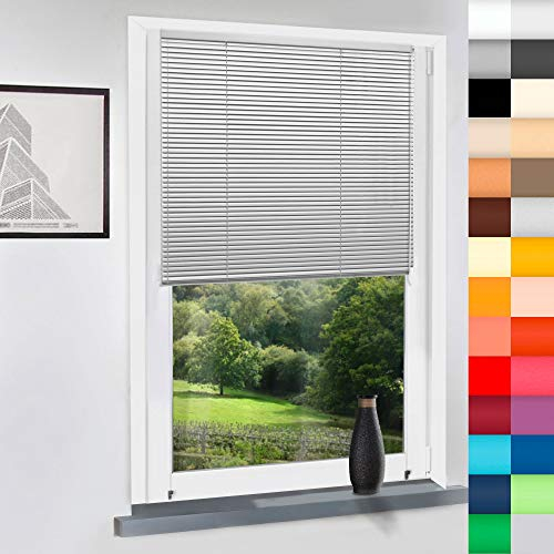 Aluminium Jalousie nach Maß, Endloskette, Kette, Monocomando, Maßanfertigung, für Fenster und Türen, Alu, Fenster, Klemmfix ohne Bohren (Achatgrau, Höhe: 130cm x Breite: 100cm)