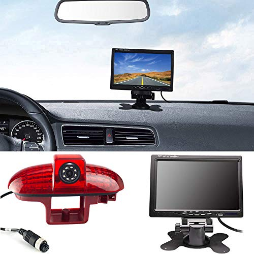 Rückfahrkamera Transportster+7'' TFT LCD Bildschirm Auto Monitor im 3.Bremslicht Bremsleuchte Ersatz für Opel Vivaro surf Concept/Life/Combo/Vauxhall/Renault Trafic/FIAT Talento/Primastar Van