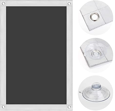 OBdeco Thermo Rollo 100% Verdunkelung Sonnenschutz Verdunkelungsrollo für Velux-Dachfenster Hitzeschutz ohne Bohren mit Saugnäpfen Schwarz 57x100cm für Y45/045