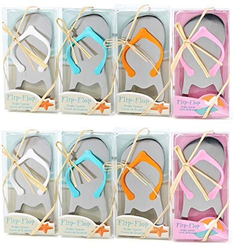 OnePlace Gifts Lot de 10 décapsuleurs en forme de tongs pour homme et femme - Décapsuleur pour cadeau de demoiselle d'honneur, fête prénatale (couleurs mélangées)