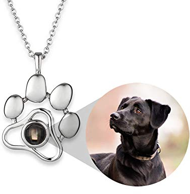 N/B Gedenk-Halskette für Haustiere, personalisierbares Haustierbild, personalisierbare Gravur, Foto-Anhänger – Beileidsgeschenk für Haustierliebhaber – Silberfarbener in Erinnerung an Hund oder Katze