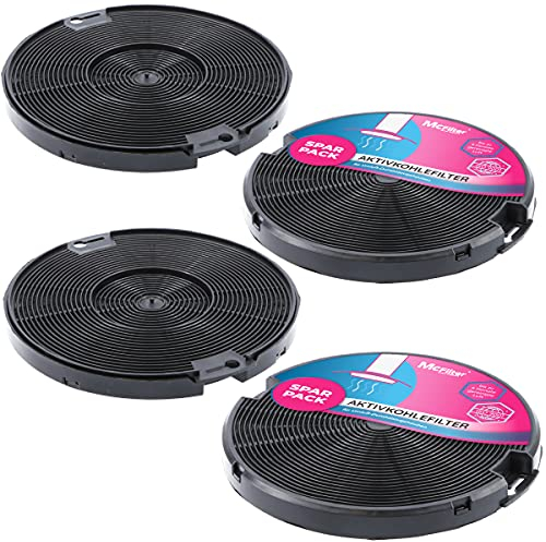 McFilter I 4x Aktivkohlefilter Ø 150mm EFF75 für Dunstabzugshaube, Alternative für AEG 405509371/2, Beko 9197059543, Faber 112.0067.944, Franke 112.0067.942, IKEA NYTTIG FIL 400 500, SMEG: KITFC155