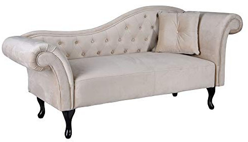 Samt Recamiere Vintage Sofa Chaiselongue Chesterfield Ottomane Couch Beige 185cm Liege fha072 Palazzo Exklusiv