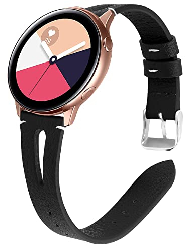 Syxinn 20mm Leder Armband für Samsung Galaxy Watch Active/Active 2/4/4 Classic/3/42mm, Gear Sport/S2 Classic - Kompatibel Mit 40mm 44mm 41mm Modellen