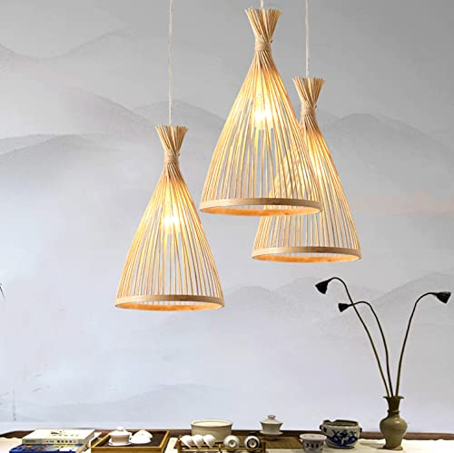 GUANSHAN Suspension en bambou abat-jour créatif plafonnier lustre plafonnier pour salle à manger, salon, chambre à coucher, café, comptoir de bar