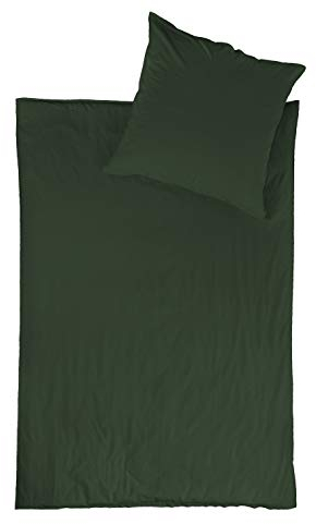 jilda-tex Bio-Bettwäsche Stone-Washed Renforce Lissabon 100% Bio-Baumwolle Knitterlook Stehsaum Bügelfrei Uni Leinen-Optik Bügelfrei GOTS Made in Green (Waldgrün, 200 x 200 cm)