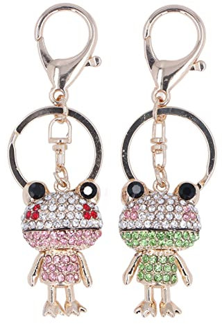 Zerodis Lot de 2 Porte-clés Grenouille en Alliage de Zinc, Design Animé, Pendentif Décoratif pour Sac et Porte-monnaie, Cadeau Couple