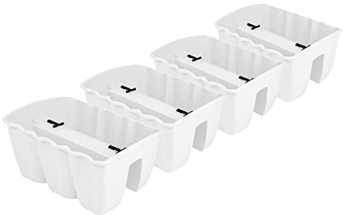 PAFEN 4 jardineras colgantes – 39,5 x 28,5 x 20,5 cm, maceta para balcón, barandilla, color blanco